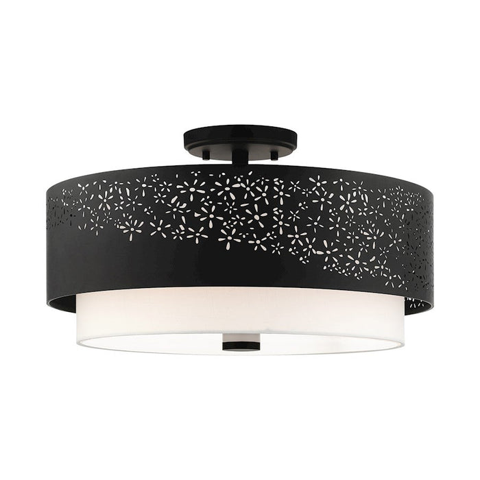 Livex Noria 4 Light Semi Flush Mount, Black - 46269-04