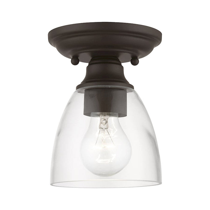 Livex Montgomery 1 Light Petite Semi-Flush, Bronze/Clear - 46331-07