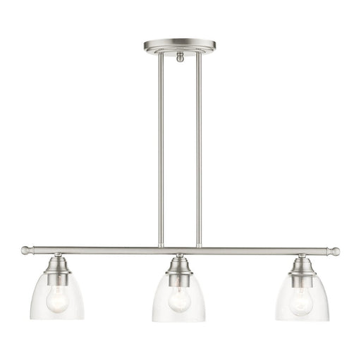 Livex Montgomery 3 Light Linear Chandelier, Brushed Nickel - 46337-91
