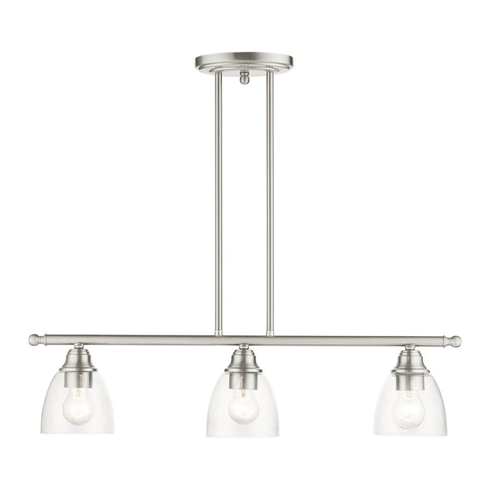 Livex Montgomery 3 Light Linear Chandelier, Brushed Nickel - 46337-91