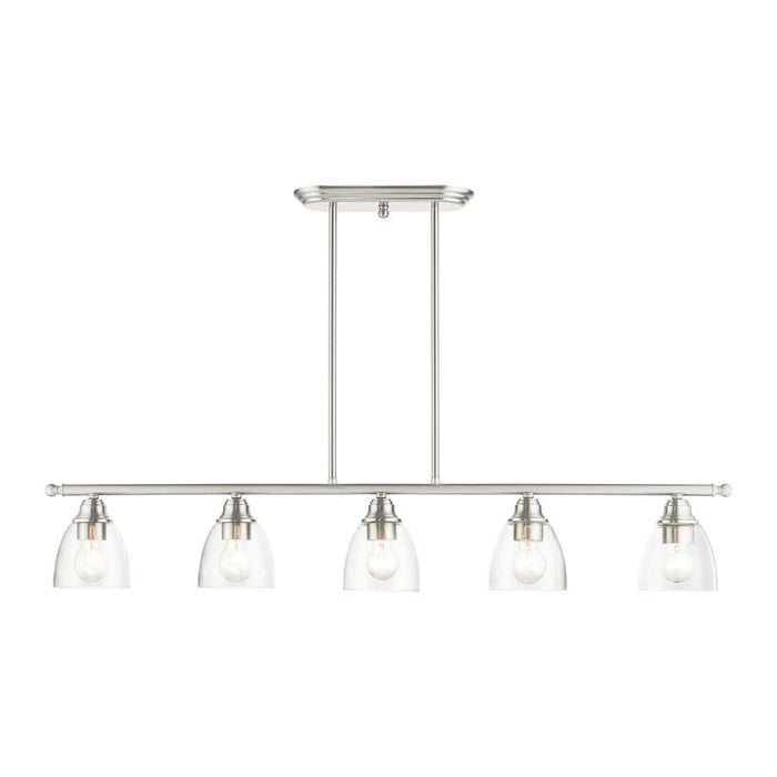 Livex Montgomery 5 Light Linear Chandelier, Brushed Nickel - 46338-91