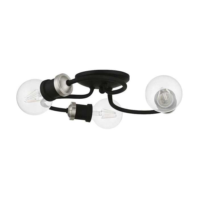 Livex Bromley 3 Light Flush Mount, Black/Brushed Nickel