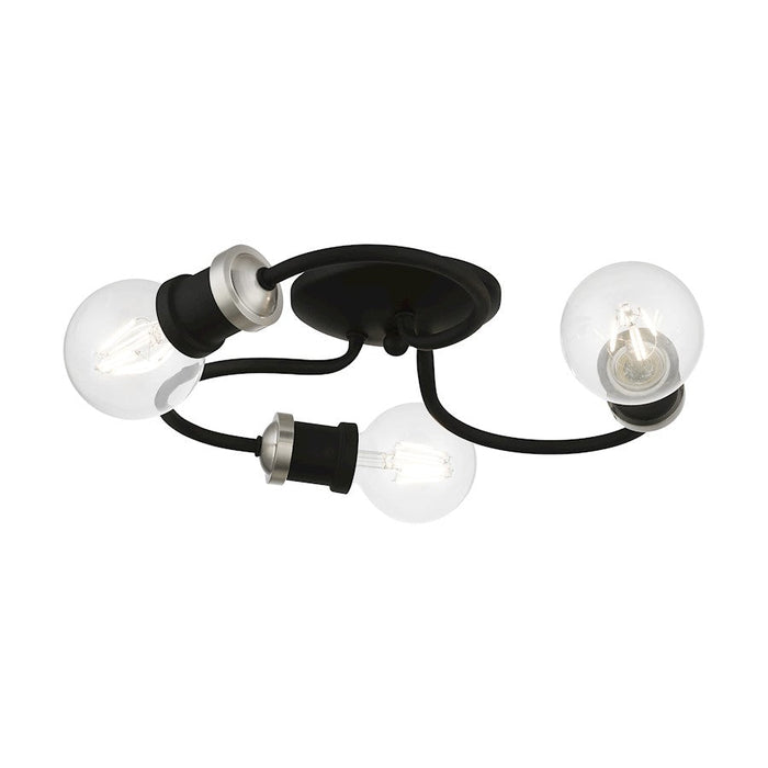 Livex Bromley 3 Light Flush Mount, Black/Brushed Nickel