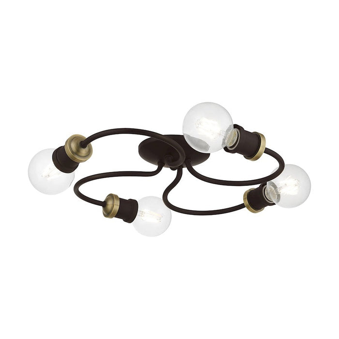 Livex Bromley 3 Light Flush Mount, Black/Brushed Nickel