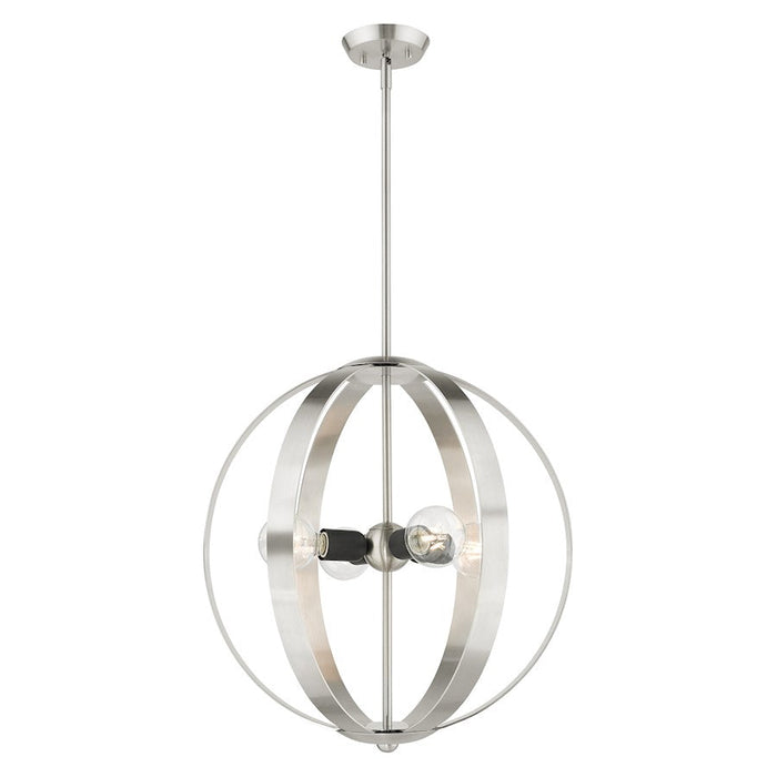 Livex Modesto 4 Light Chandelier, Brushed Nickel - 46415-91