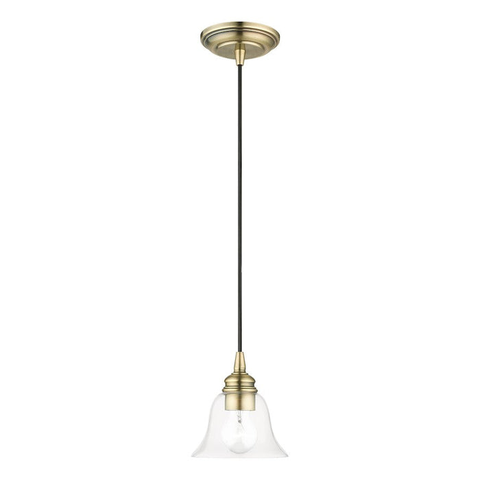 Livex Moreland 1 Light Single Pendant, Antique Brass/Clear - 46480-01