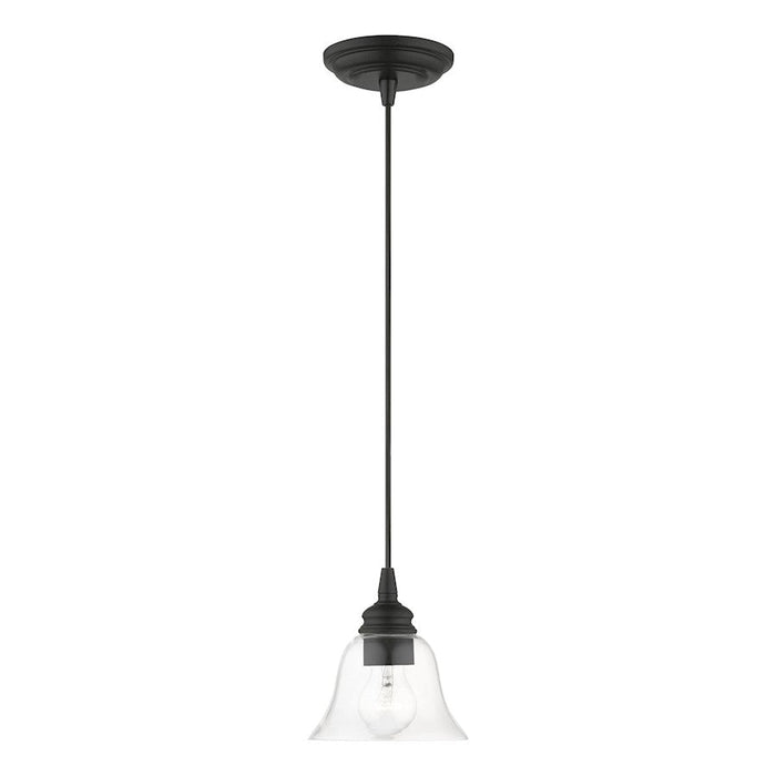 Livex Moreland 1 Light Single Pendant, Black/Clear - 46480-04