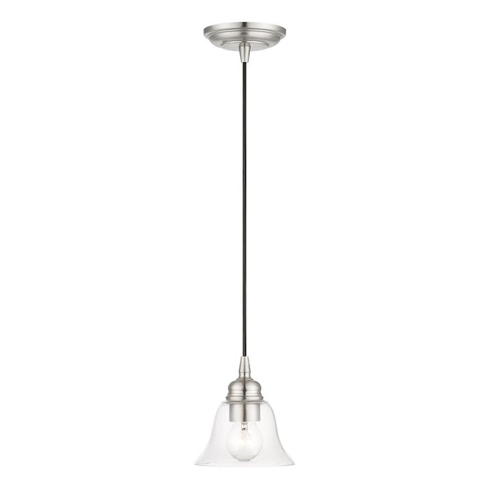 Livex Moreland 1 Light Single Pendant, Brushed Nickel/Clear - 46480-91