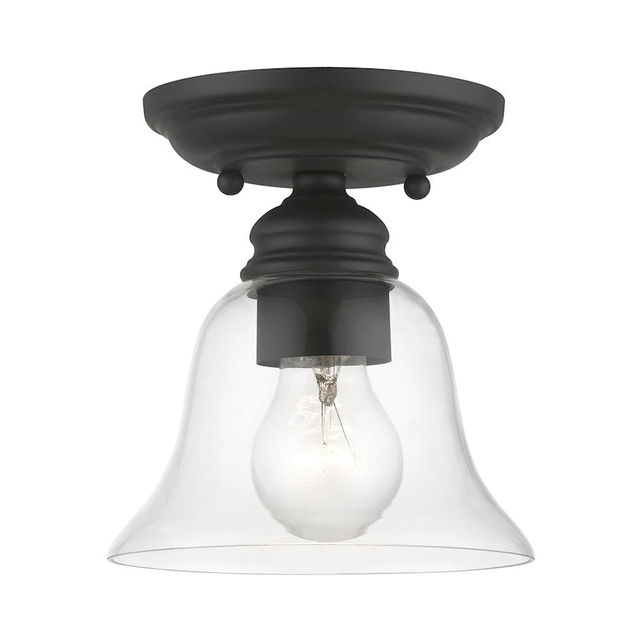 Livex Moreland 1 Light Small Semi-Flush, Black/Clear - 46481-04