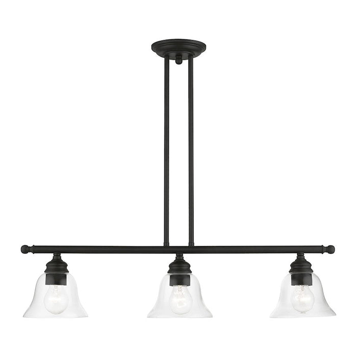 Livex Moreland 3 Light Linear Chandelier, Black/Clear - 46487-04