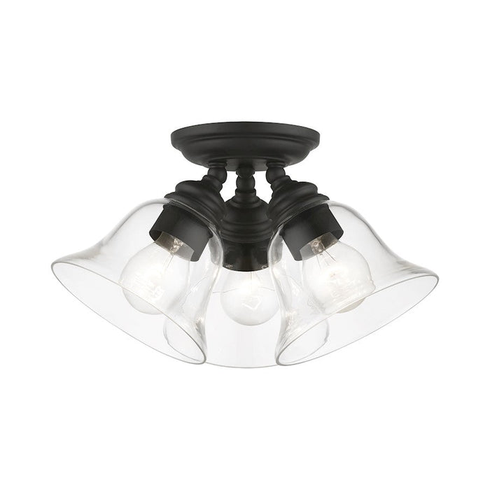 Livex Moreland 3 Light Large Semi-Flush, Black/Clear - 46489-04