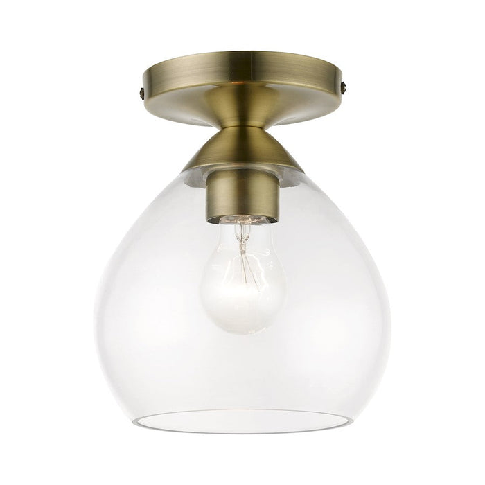 Livex Catania 1 Light Semi-Flush, Antique Brass/Clear - 46500-01