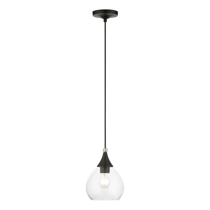 Livex Catania 1 Light Mini Pendant, Black/Brushed Nickel/Clear - 46501-04