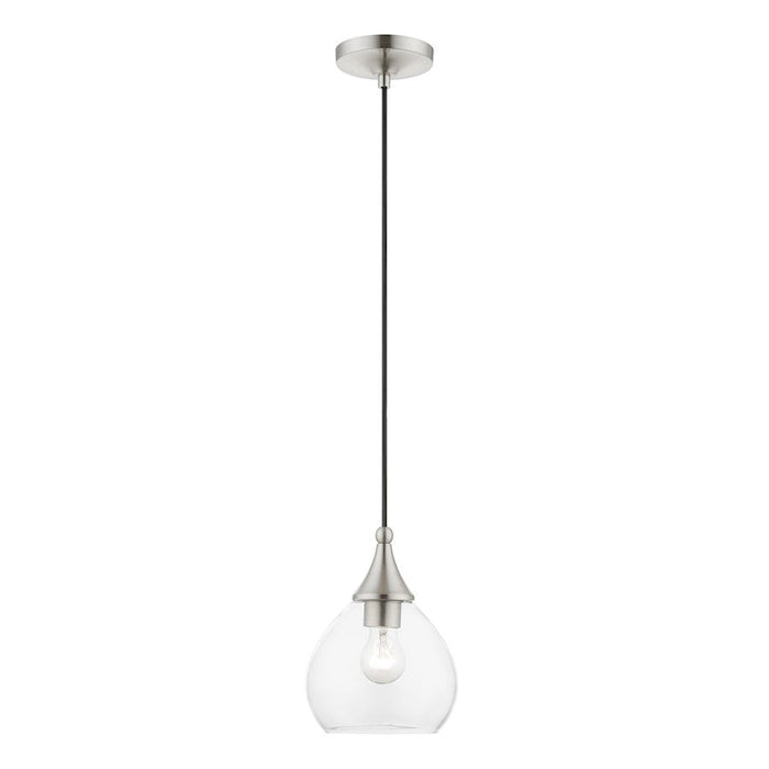 Livex Catania 1 Light Mini Pendant, Brushed Nickel/Clear - 46501-91