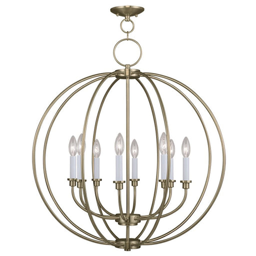 Livex Milania 8 Light Chandelier, Antique Brass - 4668-01