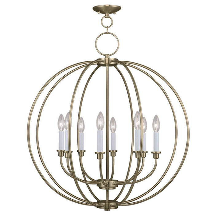 Livex Milania 8 Light Chandelier, Antique Brass - 4668-01