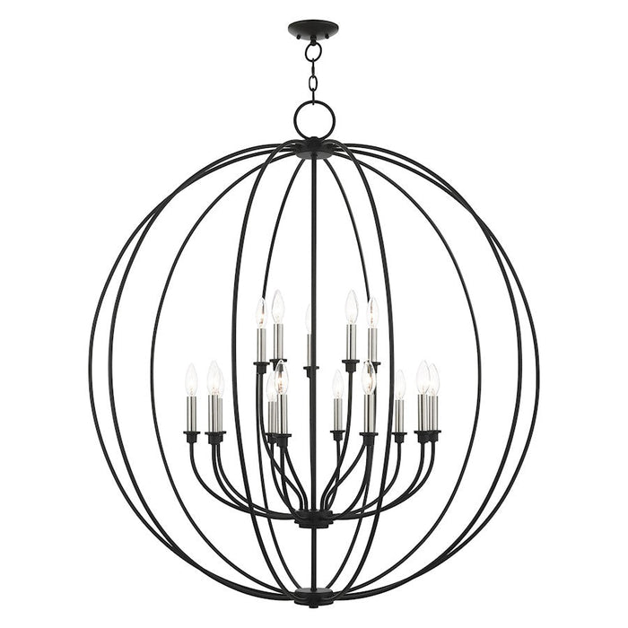 Livex Milania 15 Light Chandelier, Black with Brushed Nickel Accents - 46690-04