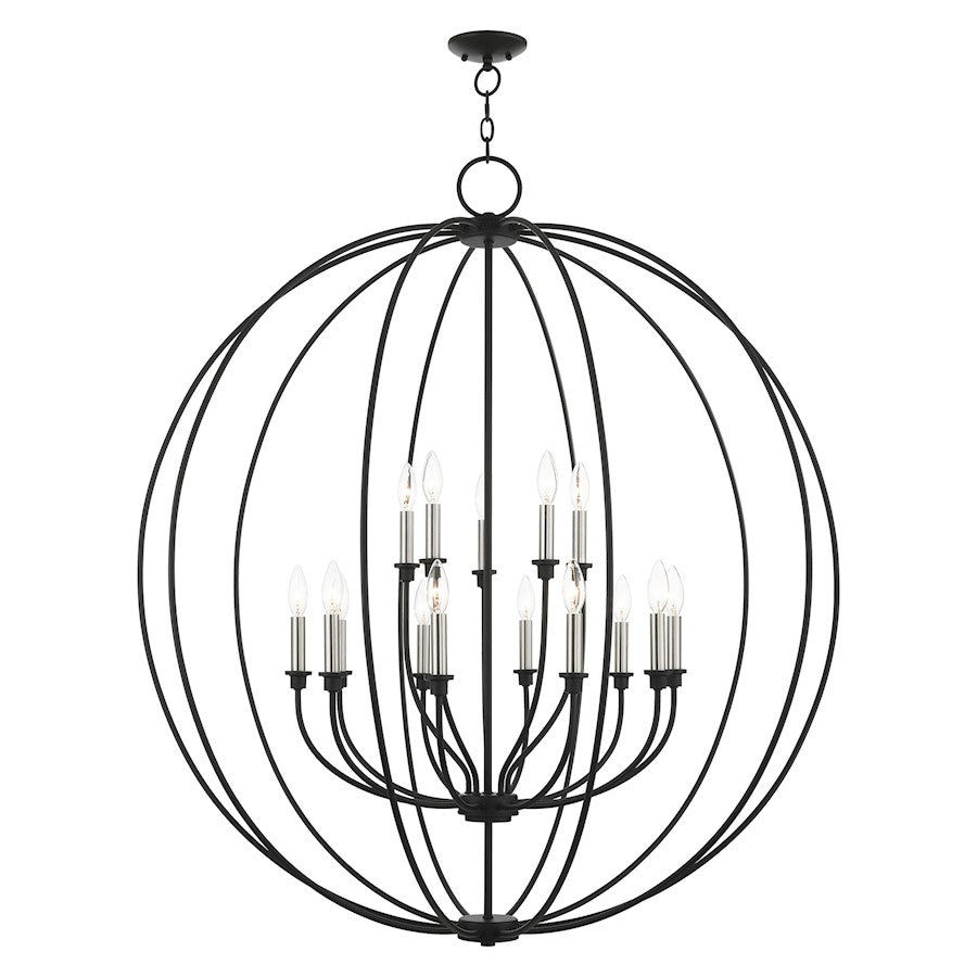 Livex Milania 15 Light Chandelier, Black with Brushed Nickel Accents - 46690-04