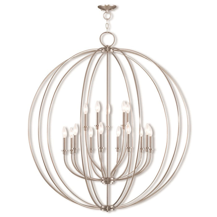 Livex Milania 15 Light Foyer Chandelier, Brushed Nickel - 46690-91