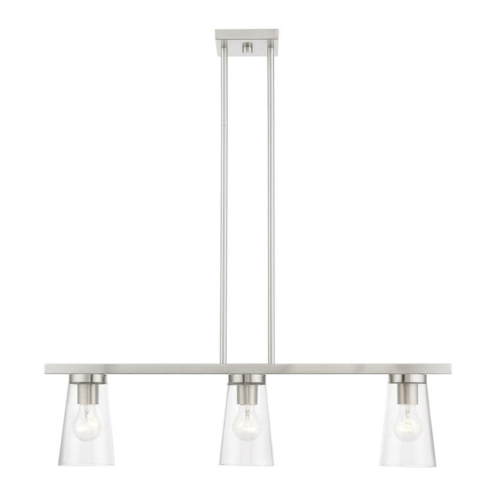 Livex Cityview 3 Light Linear Chandelier, Brushed Nickel/Clear - 46713-91