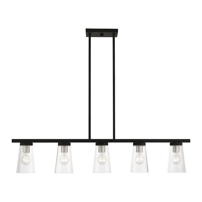 Livex Cityview 5 Light Linear Chandelier, Black/Brushed Nickel/Clear - 46715-04