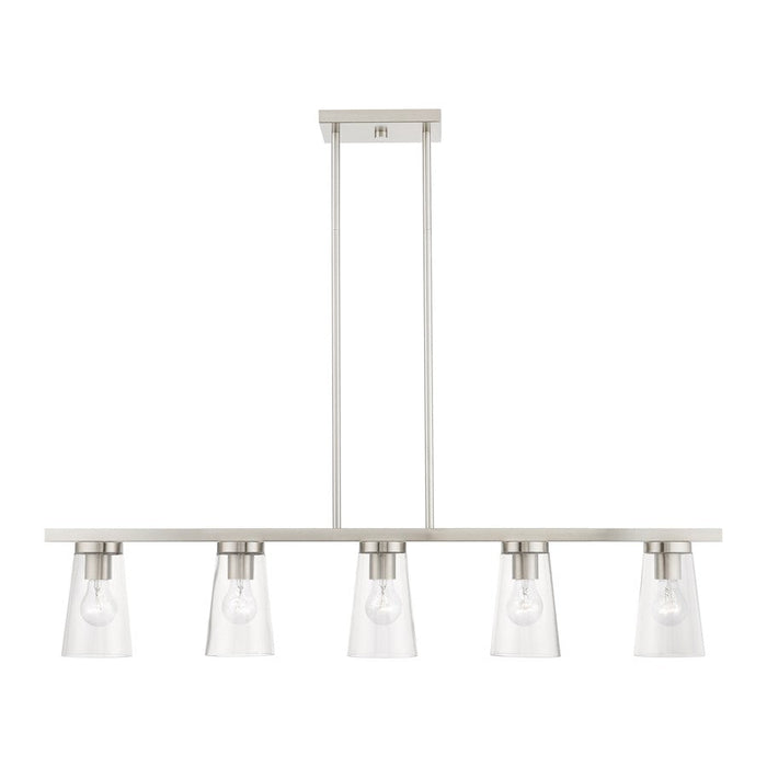 Livex Cityview 5 Light Linear Chandelier, Brushed Nickel/Clear - 46715-91