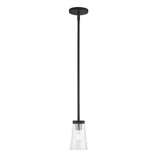 Livex Cityview 1 Light Mini Pendant, Black/Brushed Nickel/Clear - 46717-04