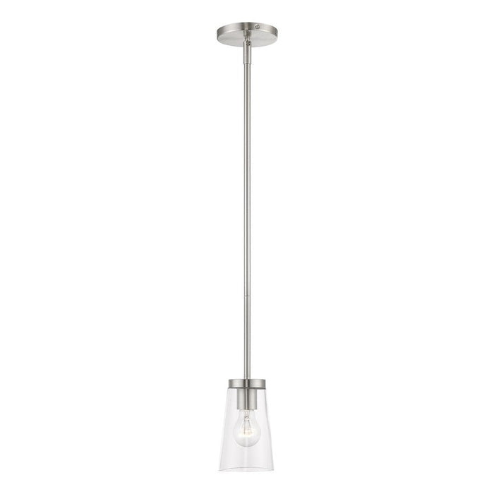 Livex Cityview 1 Light Mini Pendant, Brushed Nickel/Clear - 46717-91