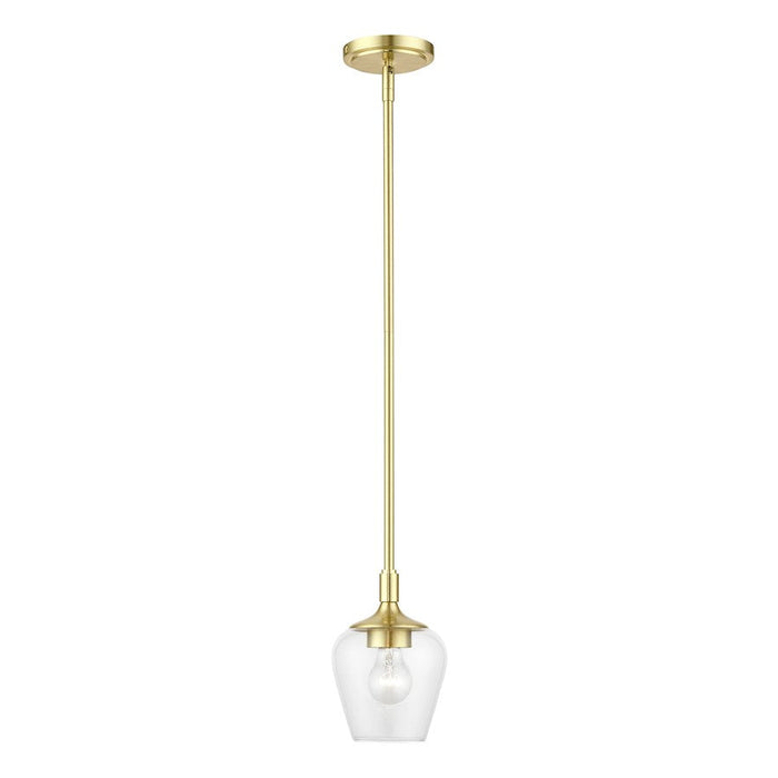 Livex Willow 1 Light Single Pendant, Satin Brass/Clear - 46721-12