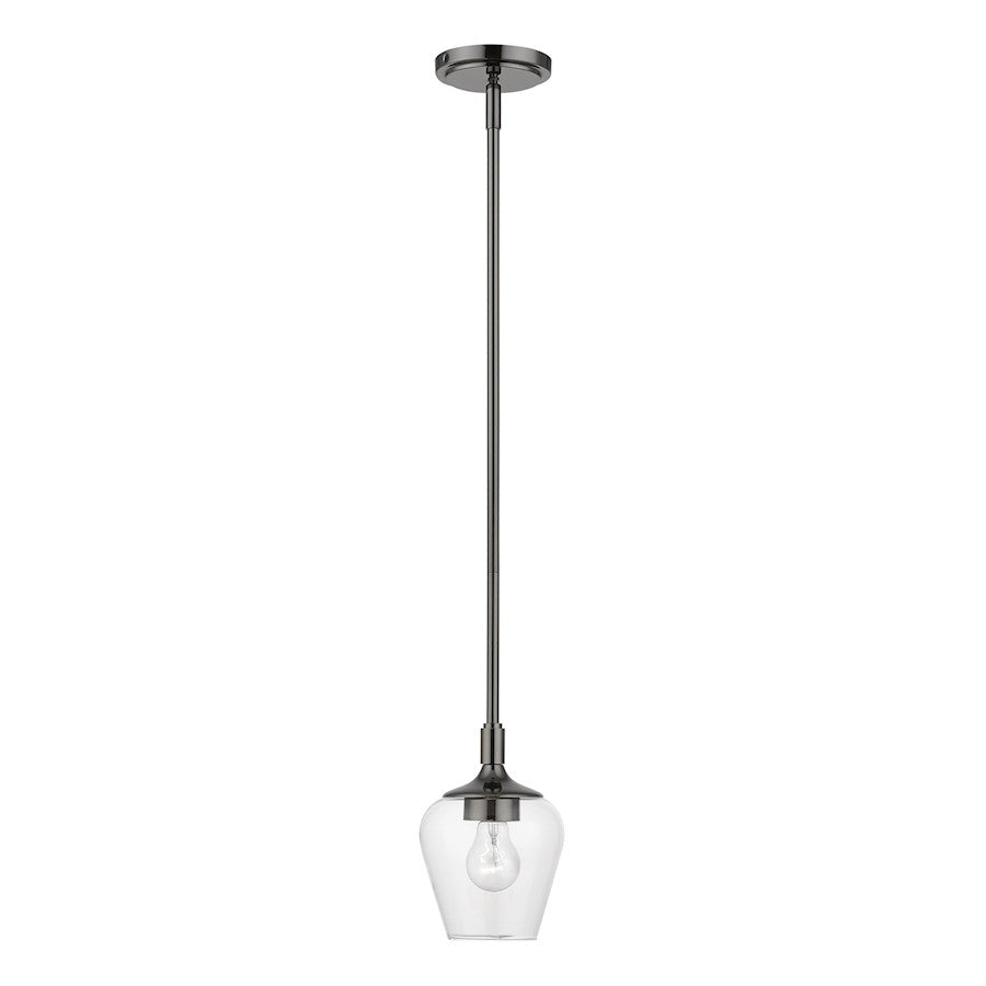 Livex Willow 1 Light Single Pendant, Black Chrome/Clear - 46721-46