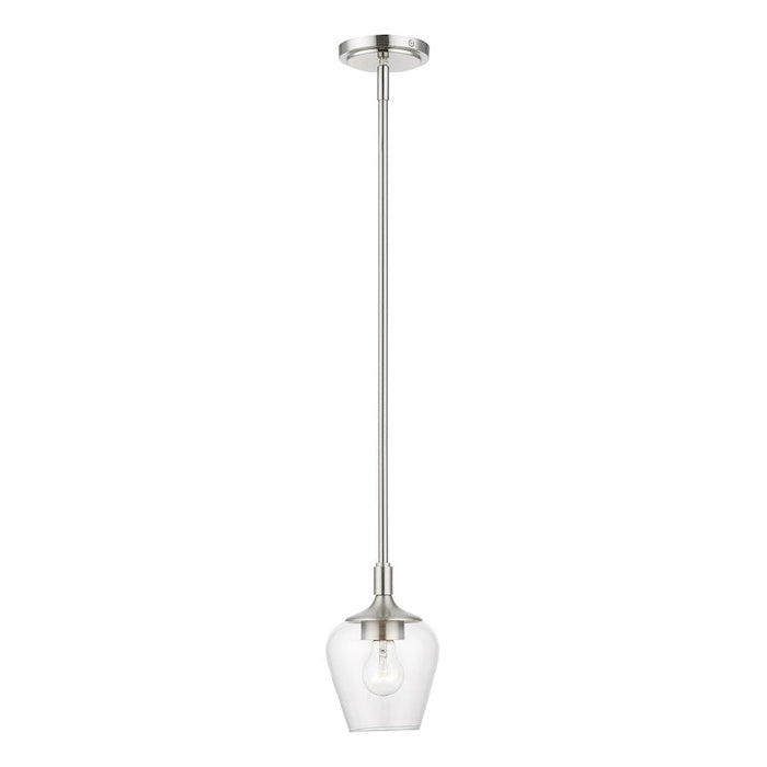 Livex Willow 1 Light Single Pendant, Brushed Nickel/Clear - 46721-91