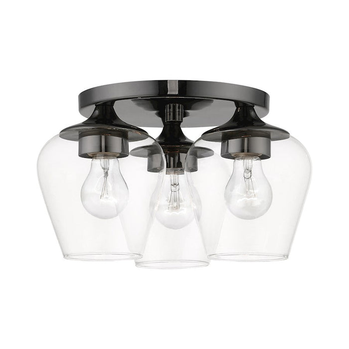 Livex Willow 3 Light Flush Mount, Black Chrome/Clear - 46723-46