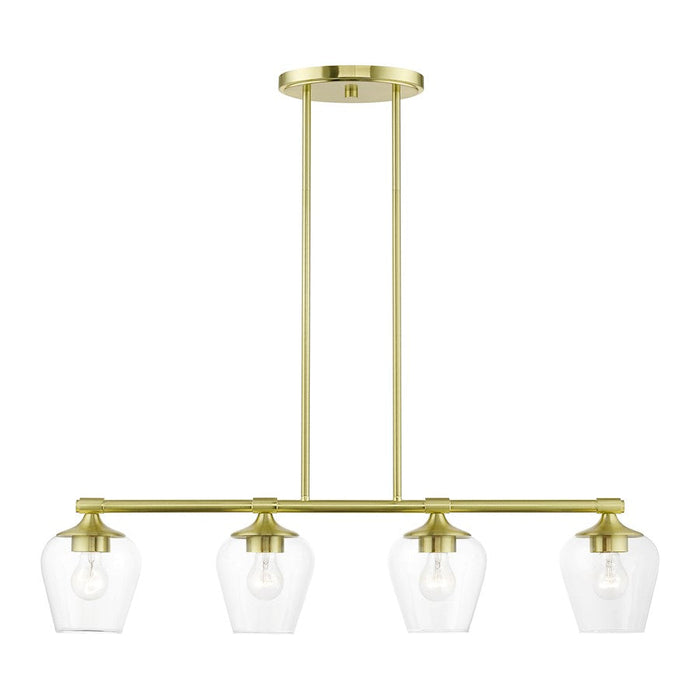 Livex Willow 4 Light Linear Chandelier, Satin Brass/Clear - 46724-12