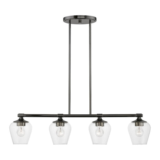 Livex Willow 4 Light Linear Chandelier, Black Chrome/Clear - 46724-46