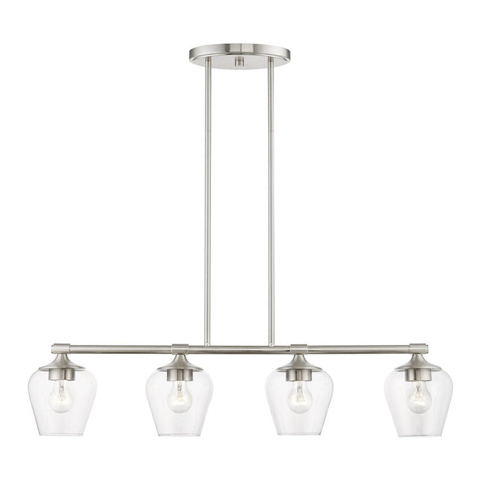 Livex Willow 4 Light Linear Chandelier, Brushed Nickel/Clear - 46724-91