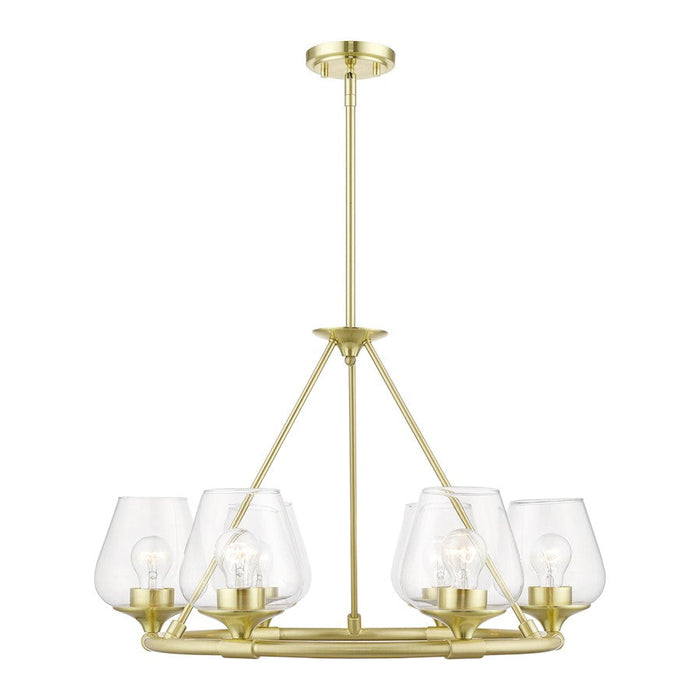 Livex Willow 6 Light Chandelier, Satin Brass/Clear - 46726-12