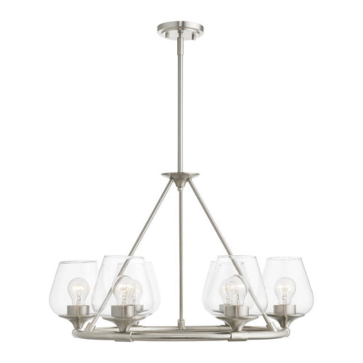 Livex Willow 6 Light Chandelier, Brushed Nickel/Clear - 46726-91