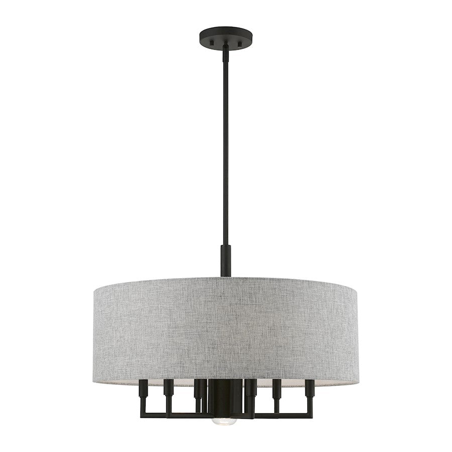 Livex Dakota 7 Light Pendant Chandelier, Black/Urban Gray/White - 46736-04