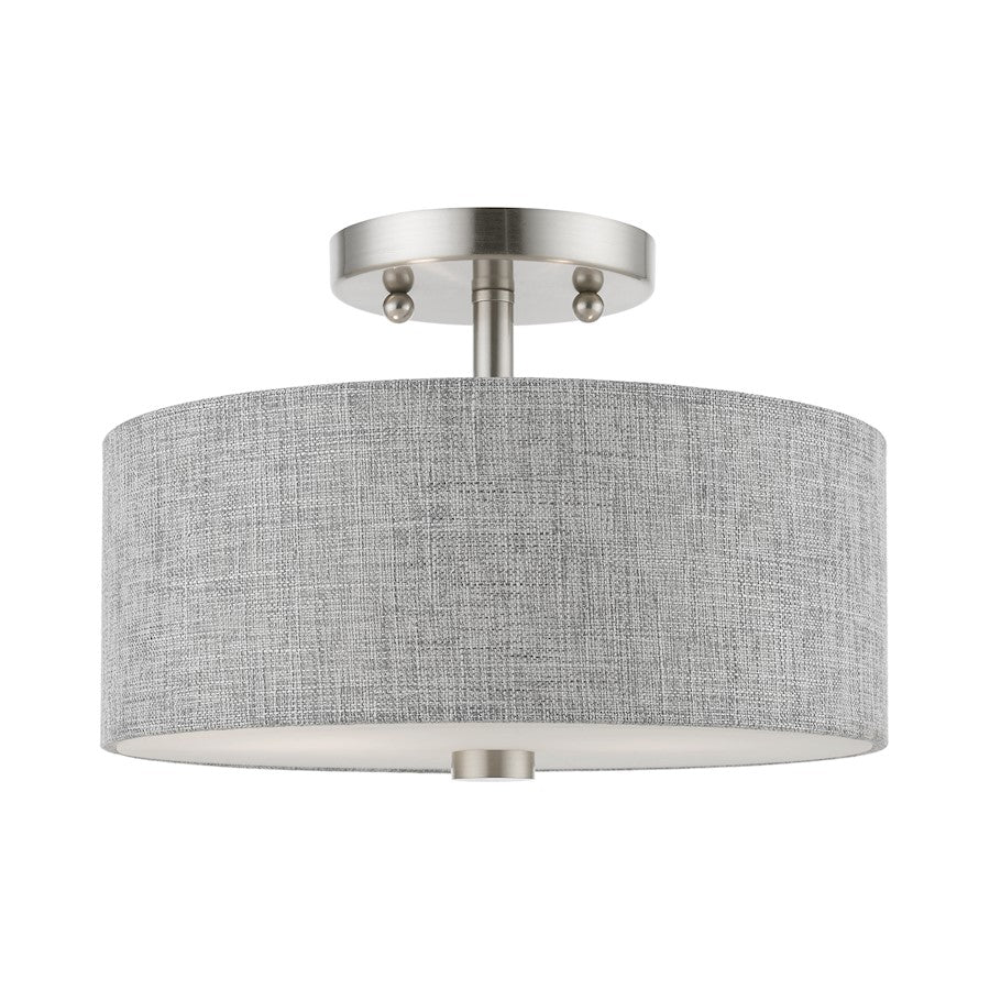 Livex Dakota 2 Light Semi-Flush, Nickel/White/Urban Gray/White - 46741-91