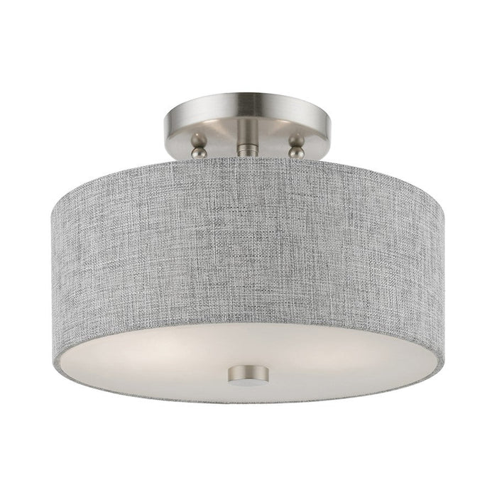 Livex Dakota Semi-Flush, Nickel/White/Urban Gray/White