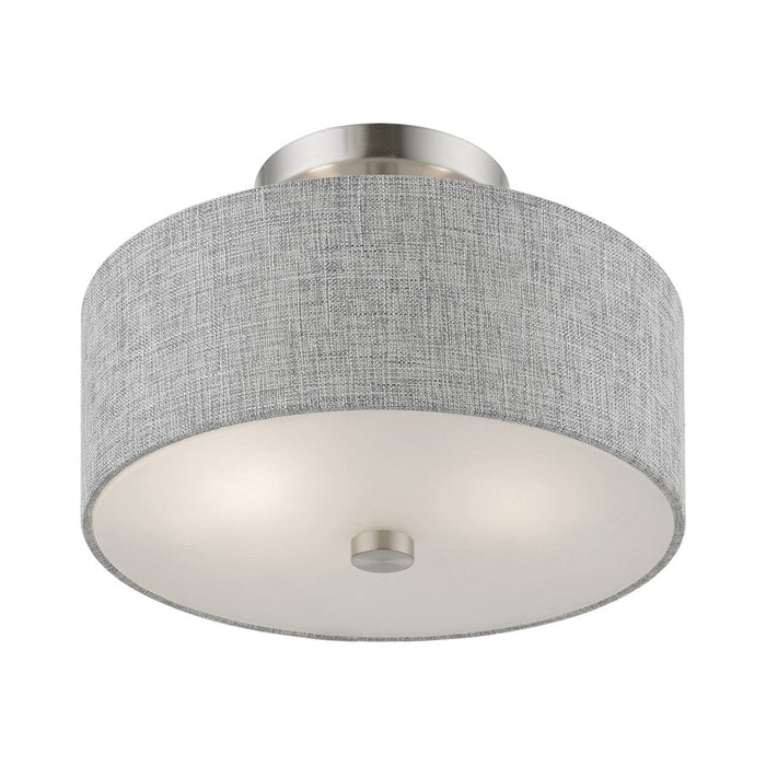 Livex Dakota Semi-Flush, Nickel/White/Urban Gray/White