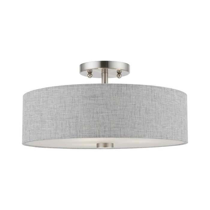 Livex Dakota 3 Light Semi-Flush, Nickel/White/Urban Gray/White - 46743-91