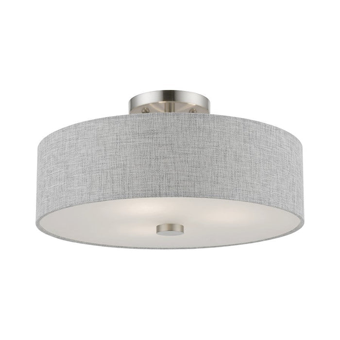 Livex Dakota Semi-Flush, Nickel/White/Urban Gray/White