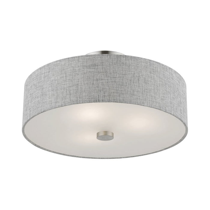 Livex Dakota Semi-Flush, Nickel/White/Urban Gray/White