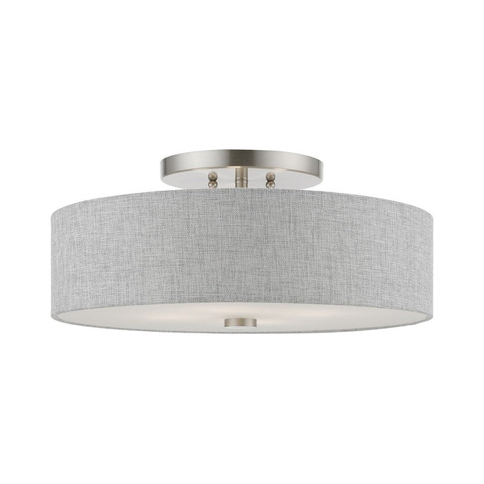 Livex Dakota 4 Light Semi-Flush, Nickel/White/Urban Gray/White - 46744-91