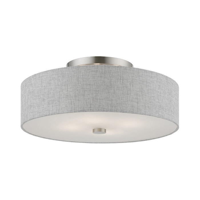 Livex Dakota Semi-Flush, Nickel/White/Urban Gray/White