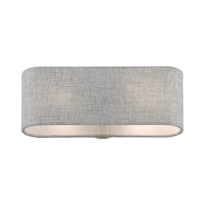 Livex Dakota 2 Light ADA Sconce, Nickel/Urban Gray Fabric/White