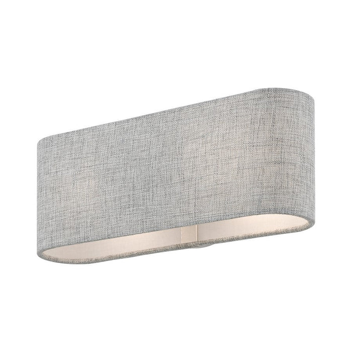 Livex Dakota 2 Light ADA Sconce, Nickel/Urban Gray Fabric/White