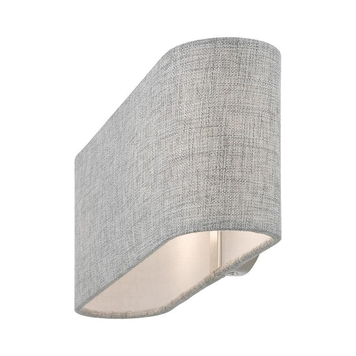 Livex Dakota 2 Light ADA Sconce, Nickel/Urban Gray Fabric/White