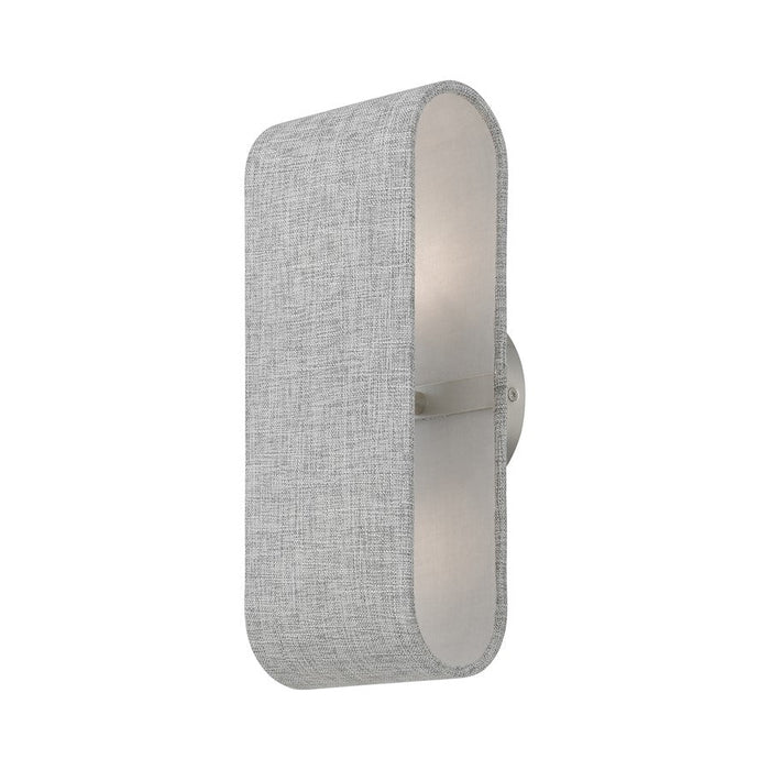 Livex Dakota 2 Light ADA Sconce, Nickel/Urban Gray Fabric/White